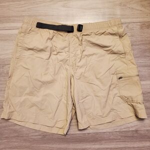 Columbia Swim Shorts Mens XL (9)  Belted Lined Khaki 9" Nylon  Surf Fish AM4366